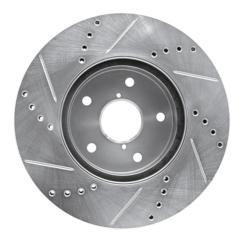 Subaru Legacy Brake Rotor (1) - Front Right - R1 Concepts - Drilled & Slotted - Silver - `15-`19